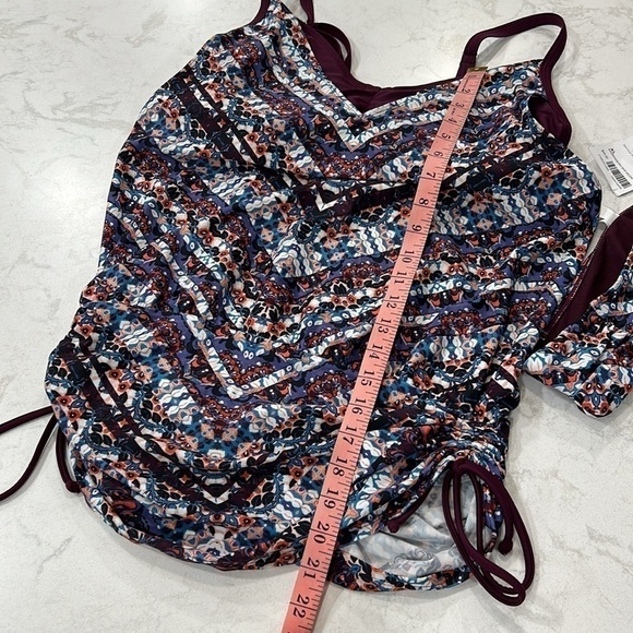 Athleta 36D/DD Marrakesh Side Scrunch Tankini Top + XL Bikini Wild Bloom NWT - Picture 12 of 16